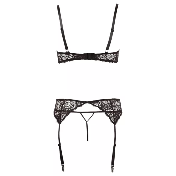 Abierta Fina - Lingerieset met kant - 3-delig - zwart
