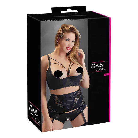 Cottelli Plus Size - bh met bandjes en ringen - zwart - 95F