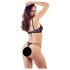 Cottelli - Strappy bh met ring & string (zwart) - 80C/M