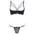 Cottelli - Strappy bh met ring & string (zwart) - 80C/M