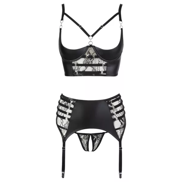 Abierta Fina - lingerie set - kant met bandjes - zwart - 80B/M
