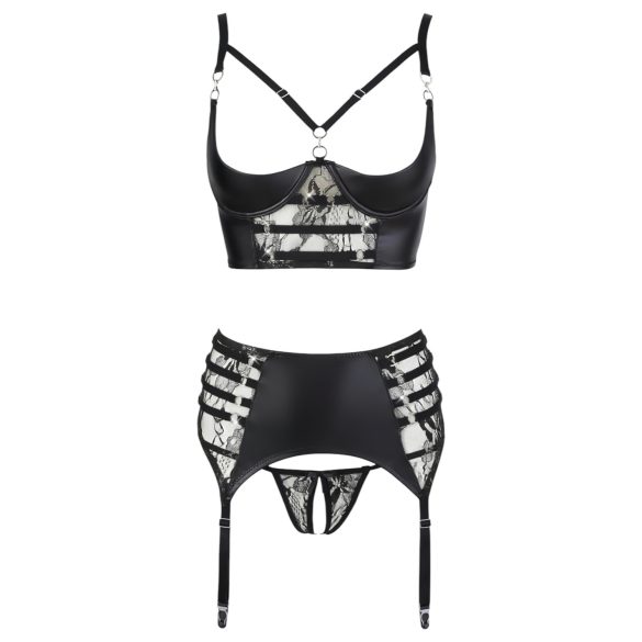Abierta Fina - lingerie set - kant met bandjes - zwart - 85B/L