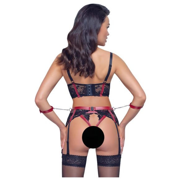 Cottelli Bondage - Bh set met kant - rood - mat - L