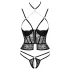 Abierta Fina - open string en korset - zwart - lingerie set - L