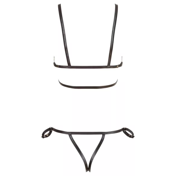 Cottelli Bondage - bodyharnas bikini - glanzend - zwart