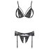 Cottelli - open kanten lingerie set (zwart) - M