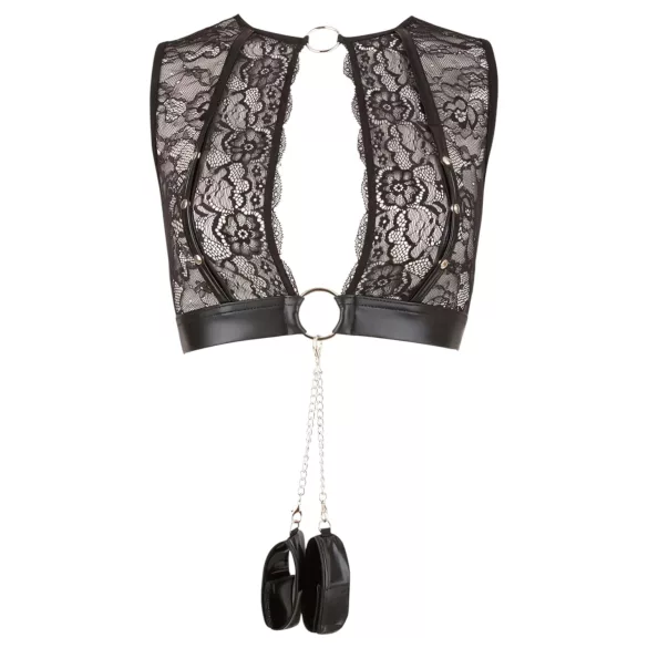 Cottelli Bondage - kanten lingerieset + boeien (4-delig)