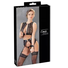 Cottelli Bondage - kanten lingerieset + boeien (4-delig) - M