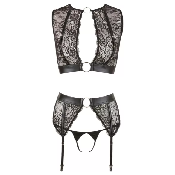 Cottelli Bondage - kanten lingerieset + boeien (4-delig) - M