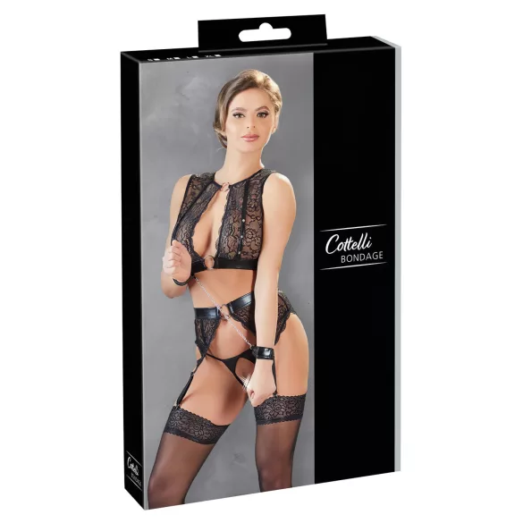 Cottelli Bondage - lingerie set - kanten - 4-delig - L