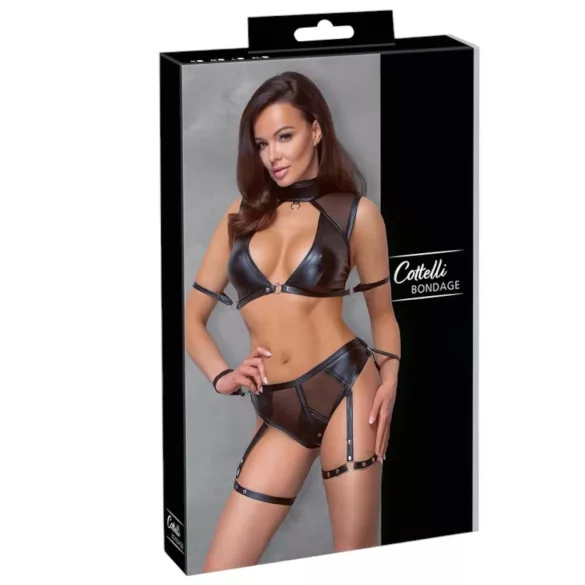 Cottelli Bondage - BH-set met netinzet (zwart)