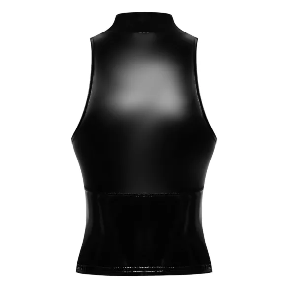 Noir - glanzend rits-topje (zwart) - M
