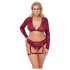 Cottelli Curves - lingerieset met lange mouwen - kant - rood - 3XL