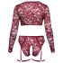 Cottelli Curves - lingerieset met lange mouwen - kant - rood - 3XL