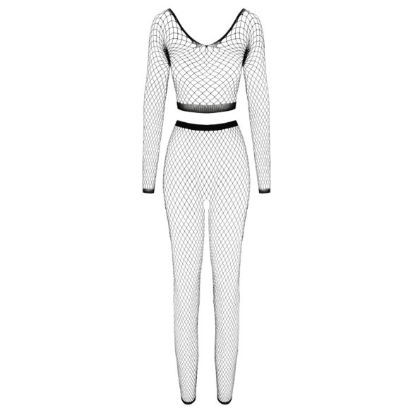 Cottelli - lingerieset met lange mouwen - netstof zwart - S-L