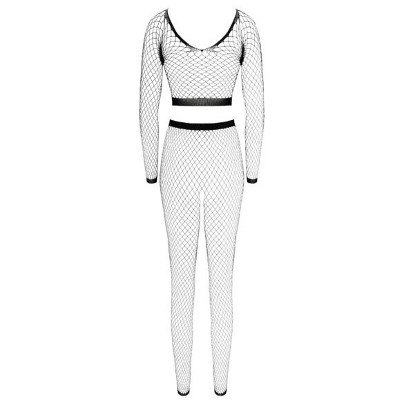 Cottelli - lingerieset met lange mouwen - netstof zwart - S-L