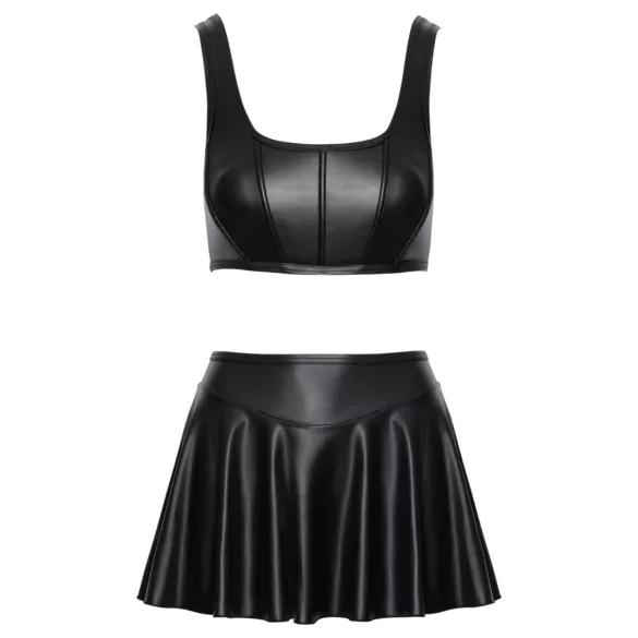 Cottelli - mat korset-top met veters en minirok set (zwart) - M