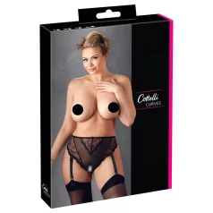Cottelli Plus Size - kanten jarretel-slip (zwart) - XXXXL