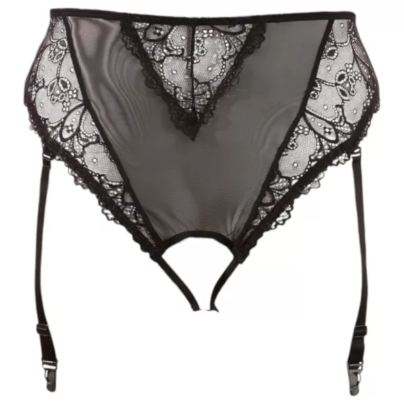 Cottelli Plus Size - kanten jarretel slipje (zwart) - XXXXL