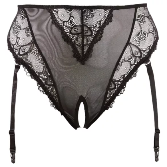 Cottelli Plus Size - kanten jarretel slipje (zwart) - XXXXL