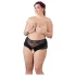 Cottelli Plus Size - open slip met kant en parels - zwart - 3XL