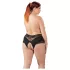 Cottelli Plus Size - open slip met kant en parels - zwart - 3XL