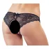 Cottelli - open damesstring met kant en strikje - zwart