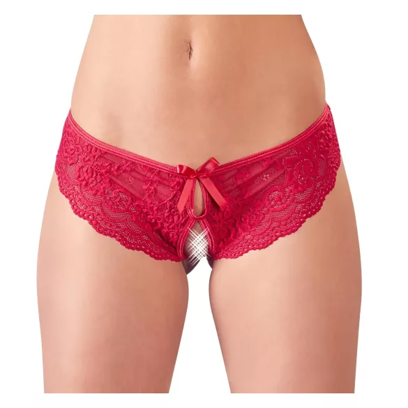 Cottelli - open dames string met strikje - rood - L