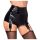 Noir - glanzende hotpants met jarretels (zwart) - L