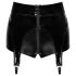 Noir - glanzende hotpants met jarretels (zwart) - L