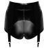 Noir - glanzende hotpants met jarretels (zwart) - L