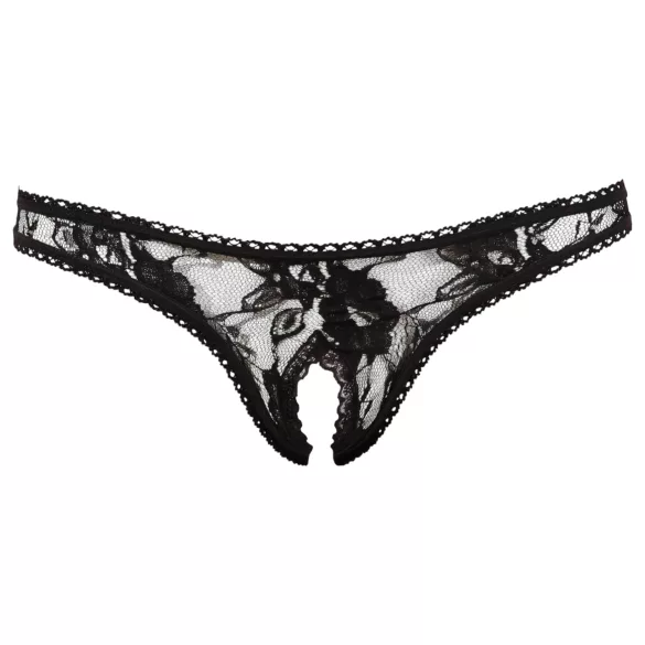 Cottelli - String slip dames - kant - zwart - XL