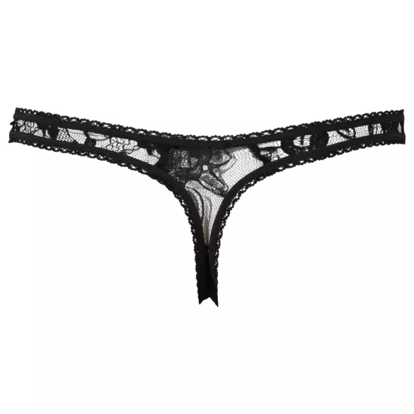 Cottelli - String slip dames - kant - zwart - XL