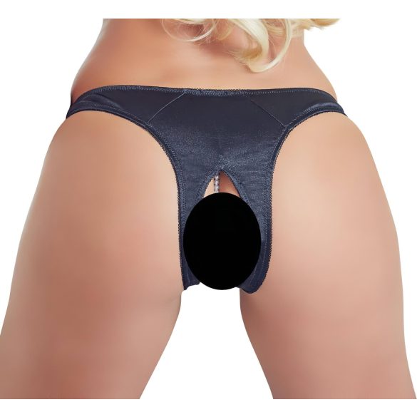 Cottelli - parel, open bloem dames slipje (zwart) - XL