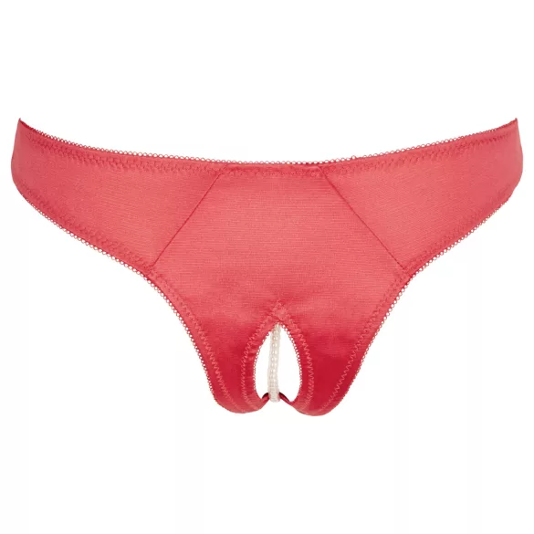Cottelli - open damesstring met kralen en bloemen - rood - XL