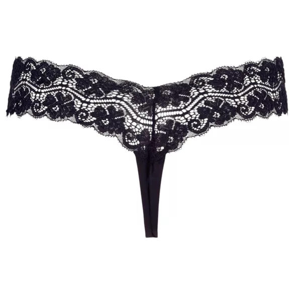 Cottelli - string met dubbele parels - kant - zwart - XL