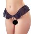Cottelli - open string, parels en ruches (zwart) - XL