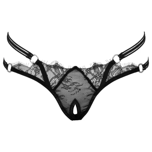 Cottelli - open string met ring - luxe design - zwart - M/L