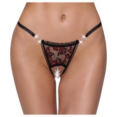 Cottelli - string met rozen en parels - luxe kanten - zwart