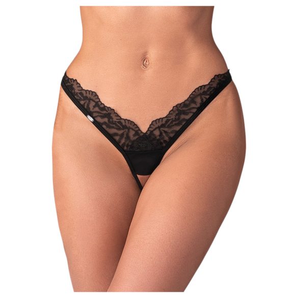 Obsessive - doorschijnende kanten string (zwart)