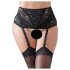 Cottelli Plus Size - kanten, veters jarretel (zwart) - XL