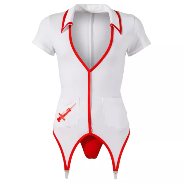 Cottelli - Verpleegster top met jarretels - wit - M