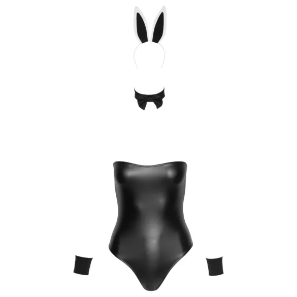 Cottelli - bunny kostuum - glanzend, sexy konijnenset - 5-delig