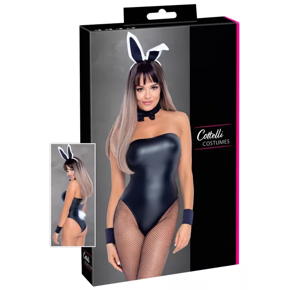 Cottelli - bunny kostuum - glanzend, sexy konijnenset - 5-delig - XL
