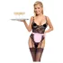 Cottelli - doorzichtige kamermeisje outfit - zwart/roze - M