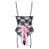 Cottelli - doorzichtige kamermeisje outfit - zwart/roze - M