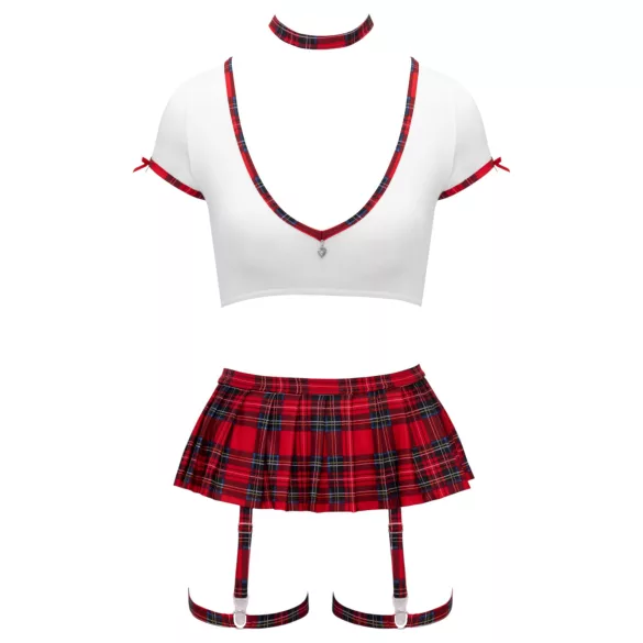 Cottelli - schoolmeisje kostuumset (rood-wit) - XL