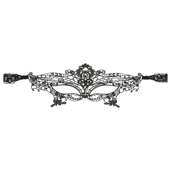 Cottelli - Oogmasker met geborduurde kanten look - zwart