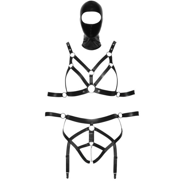 Bad Kitty - lingerie set met masker - zwart - S