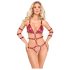 Bad Kitty - Rood bondage body met studs - M